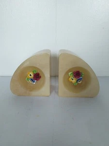 Antique Pair of Stafford England Alabaster Bookends marble 100% geniun on stamp - Picture 1 of 12
