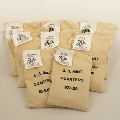 Collection of 2004 US Mint State Quarters in Sealed $25 OGP Bags MI/FL/TX/IA/WI - Image 1 of 4