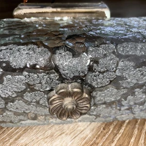 14” VTG Century MCM Bathroom Vanity Mount & Glass Shade Cover Cracked Ice U Bar - Picture 1 of 19