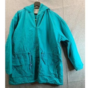 Wippette Rain Jacket Womens Size Large Blue Hood Full Zip Lightweight - Picture 1 of 7