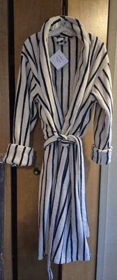 Novo com etiquetas Brooklinen Super Pelúcia Turco Algodão Listrado Unissex Roupão de Banho Spa Grande - Imagem 1 de 4