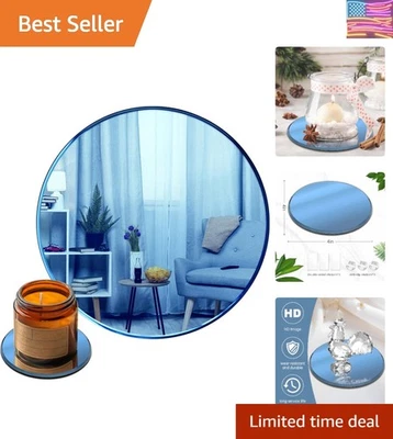4" Round DIY Self-Adhesive Glass Mirror with Beveled Edges - Modern Blue Decor - Image 1 of 4