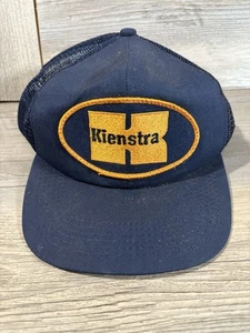 Vintage Kienstra Concrete Hat Cap Navy Blue Snapback Trucker Hat Mens - Picture 1 of 6