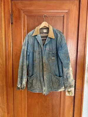RARO Abrigo de Colección Lee 91-J Denim Tareas Años 40/50 Manta Forrada Pátina Ropa de Trabajo EE. UU. Foto 1 de 4