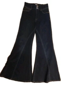 Alice + Olivia Bell Bottom Jeans Double Button High Rise Flare 26×30 70s Disco  - Picture 1 of 14