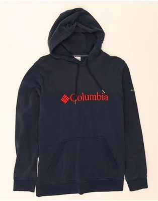 COLUMBIA Mens Graphic Hoodie Jumper Small Navy Blue Cotton AJ04 - Image 1 of 4