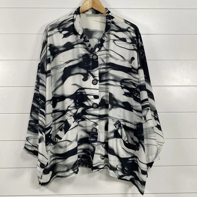 Chaqueta Bryn Walker Mujer Grande Abstracto Botón Bolsillos Frontales Arte Hecha en EE. UU. Foto 1 de 4