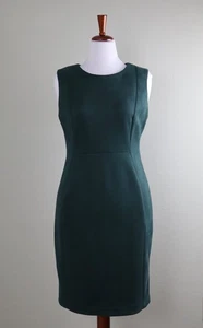 CALVIN KLEIN $129 Solid Evergreen Faux Suede Sleeveless Sheath Dress Size 14 - Picture 1 of 6