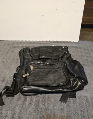 MOCHILA GRANDE VINTAGE DE CUERO NEGRO PATCHWORK CELLINI NUEVA SIN ETIQUETAS MUCHO ALMACENAMIENTO Foto 1 de 4