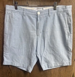 Lacoste Slim Fit Chino Deck Shorts Blue White Mix Mens 34 Terraces Casuals - Picture 1 of 3