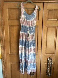 Caution To The Wind Tie Dye Jumpsuit Romper Blue Pink Size S Elastic Waist NWT - Picture 1 of 5