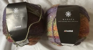 2 x 200g Hobbii Manaya Wool Blend Yarn Balls Mute Rainbow Shade 09 Bundle - Picture 1 of 5