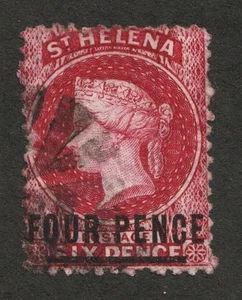1868 St. Helena - Sc# 21 - Four Pence on Six Pence, QV. Used Cv$72.50 - Picture 1 of 1