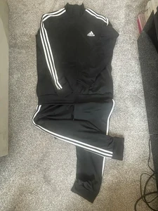adidas Primegreen Essentials Tracksuit 3 Stripes, Size L (2/44) In Black. VGC - Picture 1 of 10
