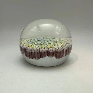 Millefiori Italian Murano Art Glass Paperweight, Red, Yellow, Green - Picture 1 of 6