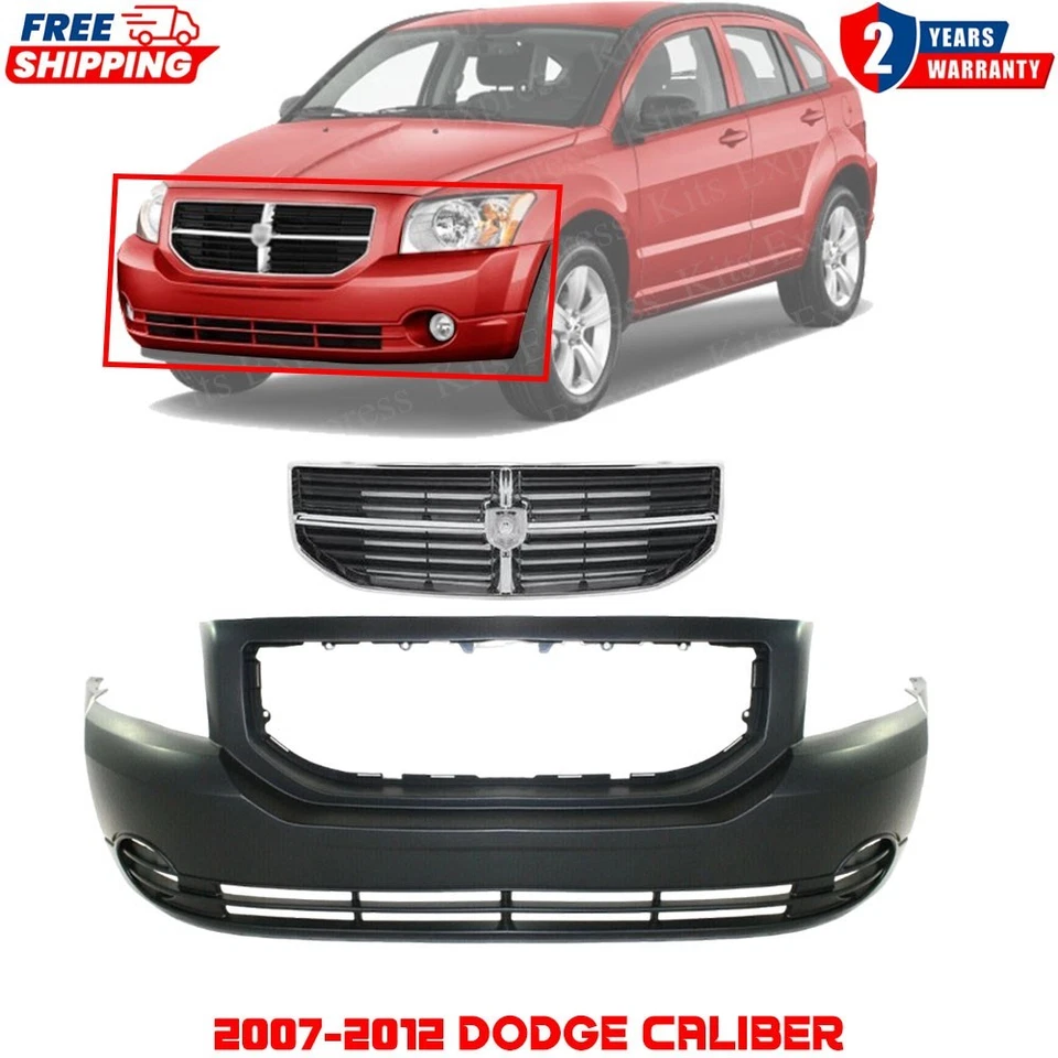 Front Bumper Cover Primed & Grille Assembly Kit For 2007-2012 Dodge Caliber Foto 1 de 4