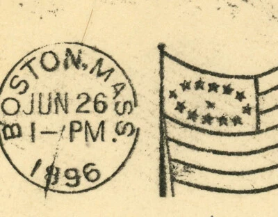 Boston to Chicago 1896 Flag Cancel Postmark Cover USA - Image 1 of 3