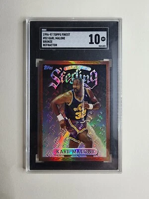 SGC 10 1996-97 Topps Finest Karl Malone Sterling Bronze Refractor #52 - image 1 of 2