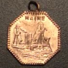 RARE! U.S. Battleship Maine & Old Glory Charm circa 1898. AU bar/ingot/exonumia.