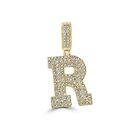 14k Gold Diamond Initial R Necklace, Charm Necklace, Varsity Initial Pendant R