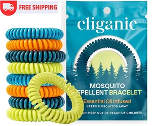 Cliganic 10 Pack Mosquito Repellent Bracelets, DEET-Free Bands individually wrap - Picture 1 of 7