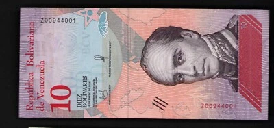 Venezuela 10 Bolivares  2018  Prefix Z Replacement UNC - Image 1 of 2