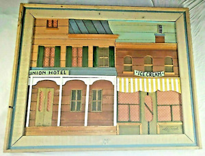 Vintage Theodore Degroot Lath Art Painted Hotel Ice Cream Parlor Street Scene Si