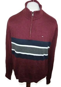 Maglione Tommy Hilfiger 1/4 zip maglia uomo taglia XL 66 CM - Foto 1 di 5