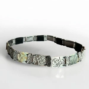 vintage ABALONE shell belt WESTERN cowboy cowgirl STRECH elastic 34” - Picture 1 of 9