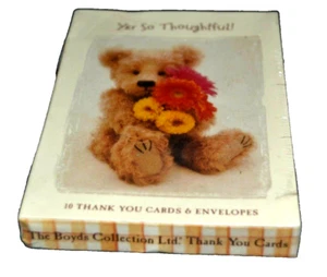 Boyds Bears Say a Lil Sumptin Greetings Notecards 10 Thank You BEAR W/FLOWERS  - Bild 1 von 3