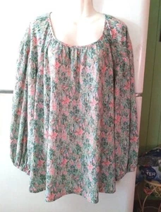NEW WOMEN'S AVA & VIV MULTI-COLOR WATERCOLOR ABSTRACT PRINT TOP PLUS SIZE 3X NWT - Picture 1 of 4