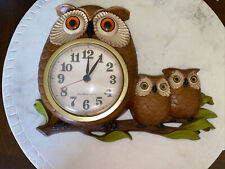 DEFECT VTG  New Haven Owl Wall Clock, 1972 Mid-Century Burwood Products Parts