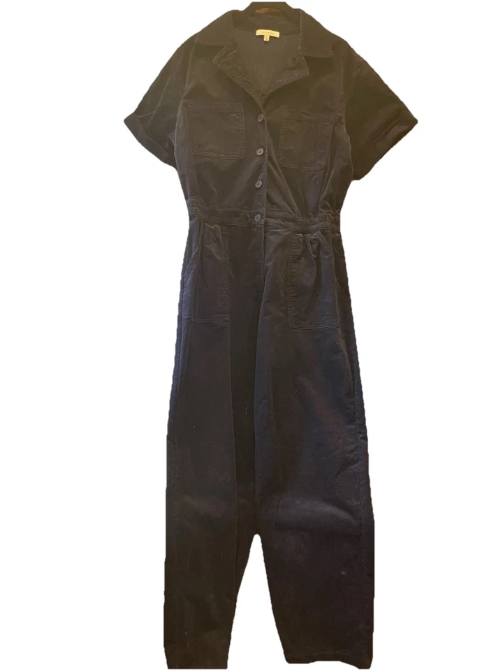 Небеса синий темно-вельветовый комбинезон размер M молнии и кнопка короткий рукав v-образным вырезом - Изображение 1 из 4