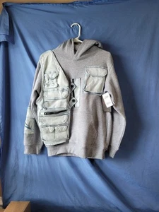 Copper Rivet Hoodie Gray With Denim Pockets Cotton/Poly New With Tags Kids 14 - Picture 1 of 11