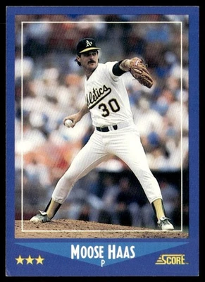 1988 Score Moose Haas Oakland Athletics #177 - Image 1 of 2