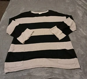Eileen Fisher Womens Organic Linen Striped Sweater Top Pockets Size S. - Picture 1 of 9