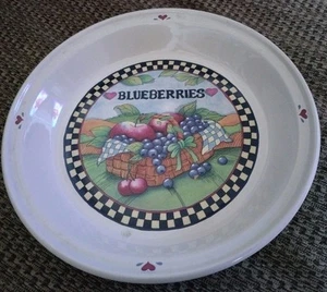 Vintage Susan Winget Blueberry Pie Ceramic Plate Baking Dish 11” Checks - Picture 1 of 3