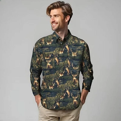 North River NRM6415 - Camisa de algodón cepillado estampada Eagleville para hombre Foto 1 de 2
