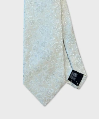 Villa Milano cravatta tre pieghe in seta fantasia floreale, bianco CR3.1067.BI - Imagen 1 de 2