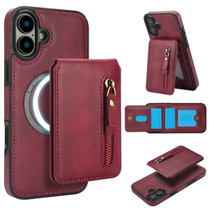 Custodia portafoglio magnetica staccabile per iPhone 17 Pro 16 15 14 13 12 cerniera cover - Foto 1 di 48