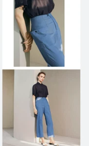 Uniqlo x Hana Tajima Cotton Seersucker Pants Womens XS Wide Leg Ankle Length New - Picture 1 of 18