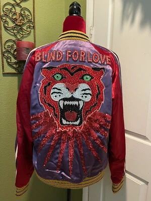 Chaqueta Bomber 100% Auténtica GUCCI Blind For Love Tiger Satén Talla: 50 Foto 1 de 4