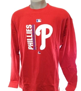 Mens Majestic Philadelphia Phillies MLB Auth Coll Baseball Long Sleeve Tee Shirt - Picture 1 of 2