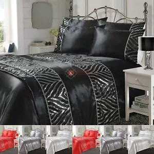 Crystal Shimmer Diamante Sequins Sparkle Duvet Quilt Bedding Pillow Cover Set - Picture 1 of 5