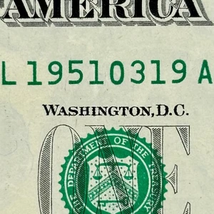 1951 March 19 Birthday Gift Anniversary Dollar Fancy Serial Number Note $1 - Picture 1 of 3