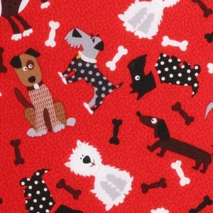 Tossed Dogs Bones Nursery Quilt Quilting Sewing Fabric FQ Red  - Bild 1 von 5