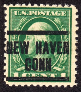 US SCOTT # 498 OVER INKED MISPRINT ORG GUM NEW HAVEN CONN PRECANCEL 1917 H1820 J - Picture 1 of 1