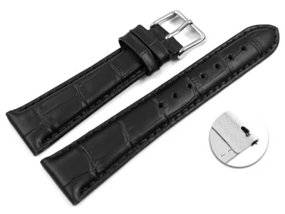 Schnellwechsel Armband Leder Kroko Prägung schwarz 17mm 19mm 20mm 21mm 22mm 23mm - Bild 1 von 2