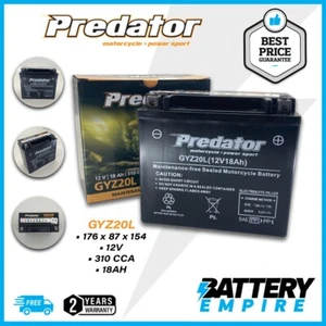 GYZ20L Predator AGM Motorcycle Battery 12V 310 CCA YTX20L-BS, MBTX20U, YTX20LBS - Picture 1 of 8