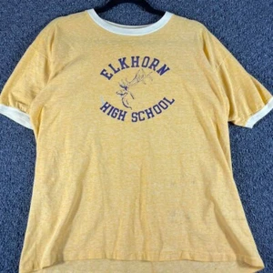 Vintage 70s Champion Blue Bar Ringer T-Shirt Gr. L Elkhorn High Two Tone Tee Folk - Bild 1 von 8